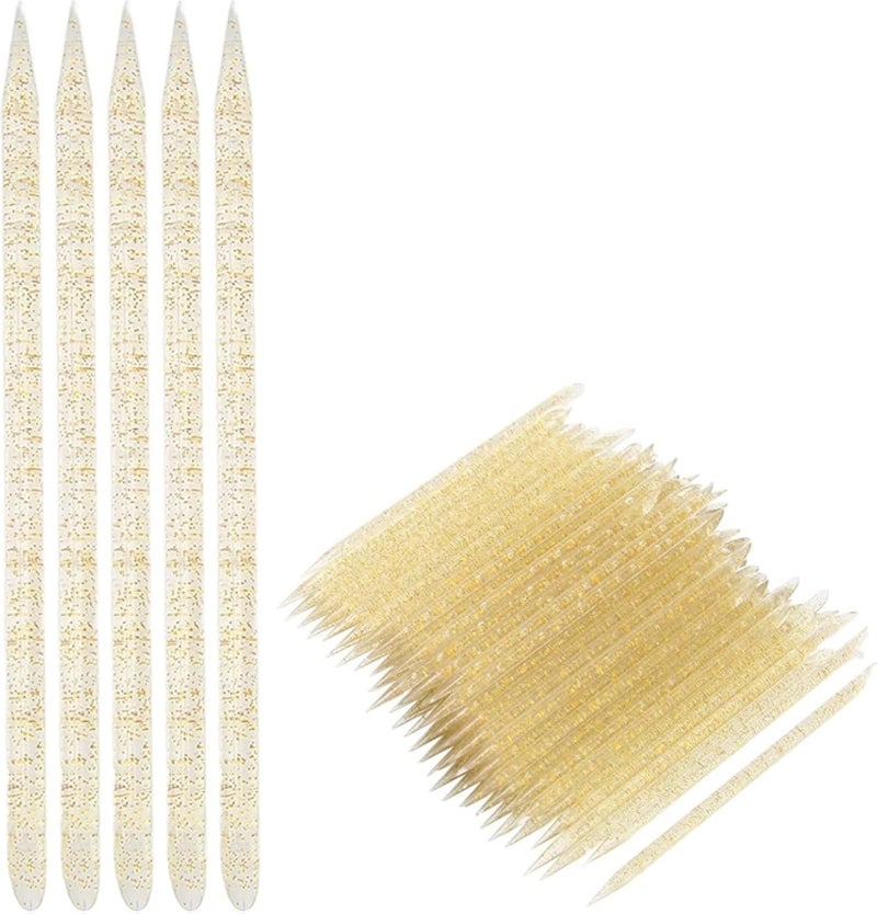 Cuticle Pusher, 100pcs Nail Care Cuticle Pusher Cuticle Sticks Cuticle Pusher Tool Double Sided for Cleaning Crafting, Applying Nail Strips Waxing Scraping Paint (MULTICOLOR)