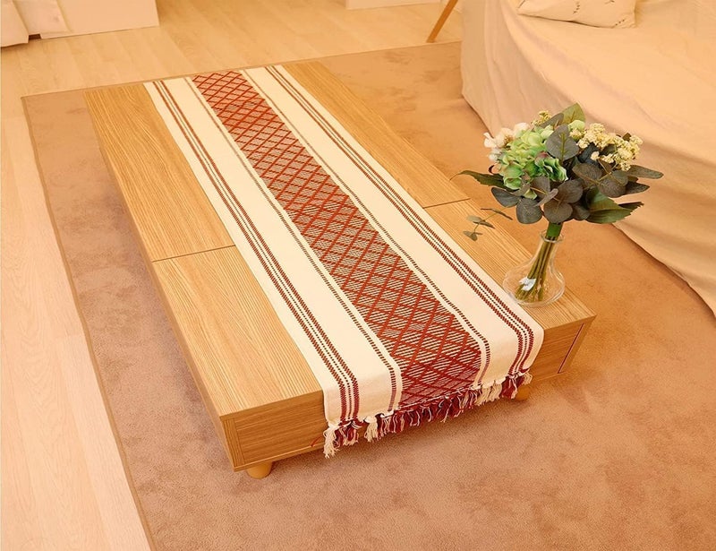 STONEMUNK Cotton Table Runner 13'' x 72'' Eco-Friendly Hand-Made Cotton Runner for Parties, Dining Table, Wedding, Boho Runner - (Maroon - T.R (Raj)) - Image 5