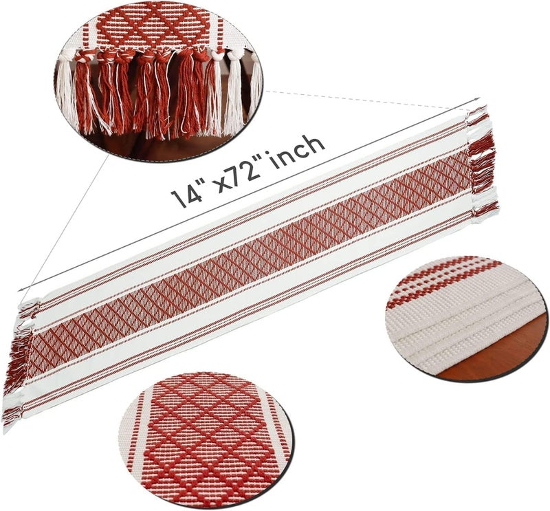 STONEMUNK Cotton Table Runner 13'' x 72'' Eco-Friendly Hand-Made Cotton Runner for Parties, Dining Table, Wedding, Boho Runner - (Maroon - T.R (Raj)) - Image 3