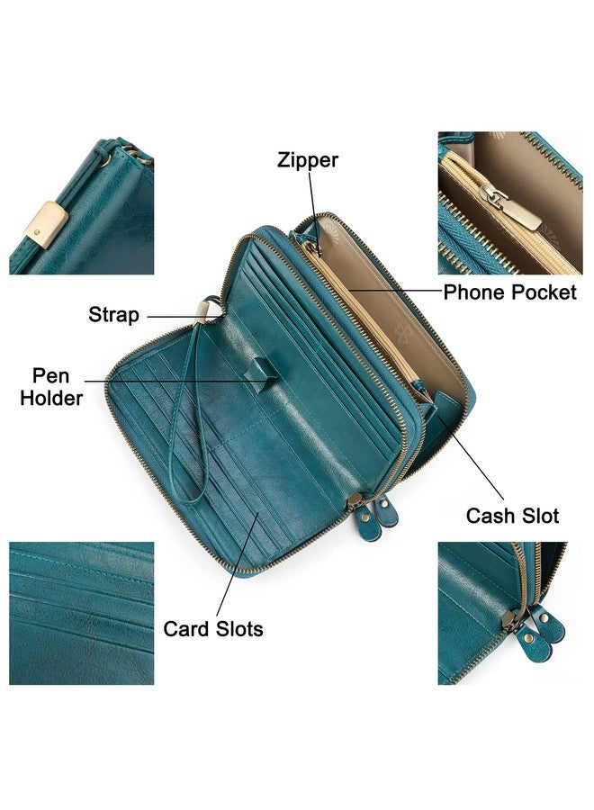 SENDEFN Womens Wallet Zip Around Card Holder Large Leather Phone Wristlet With Rfid Blocking - Image 3