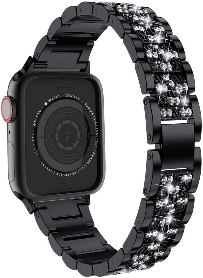 Izone - IZONE Luxury Stainless Steel Strap - Stylish and Classy Compatible with Apple Watch Series 2 3 4 5 6 7 8 9 Ultra (38mm/40mm/41mm, Black) - Image 1