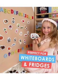Curious Columbus Curious Columbus Magnetic Objects and Letters. Set of 78 Foam Magnets Including 52 Pictures and 26 Uppercase Alphabet Magnets from A-Z. Best Educational Toy for Preschool Learning  - Image 3