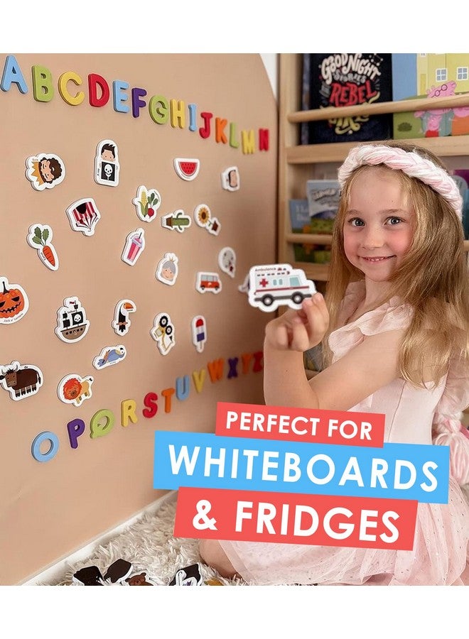 كيوريس كولومبوس مجموعة من 78 قطعة مغناطيسية إسفنجية من "كوريوز كولومبوس" تتضمن 52 صورة و26 حرفًا كبيرًا من الأبجدية من أريزونا. أفضل لعبة تعليمية لمرحلة ما قبل المدرسة. - Image 3