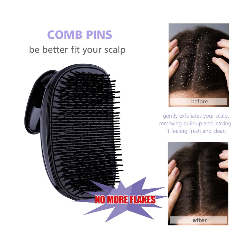 Rebex 2-in-1 Scalp Massager Shampoo Brush,Scalp Scrubber, Exfoliator Brush for Removing Dandruff & Hair Growth,Detangling Scrubber for Wet or Dry Hair (Black Purple) - Image 5