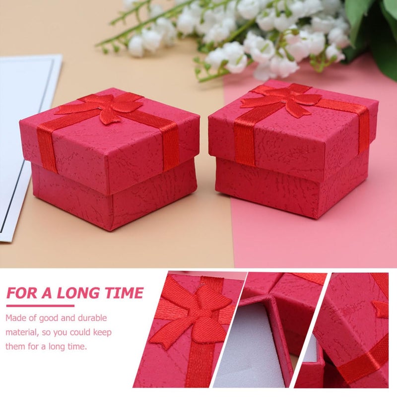 12Pcs Red Square Jewelry Box Set For Rings Bracelets Necklaces Storage Organizer - Image 4