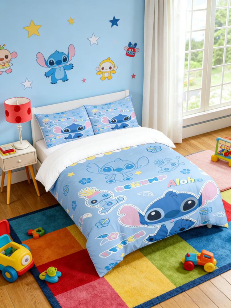 STITCH Cartoon Stitch pattern three-piece bedding set, including a bed cover and two pillowcases (bed cover size 150 cm x 200 cm) - Image 3
