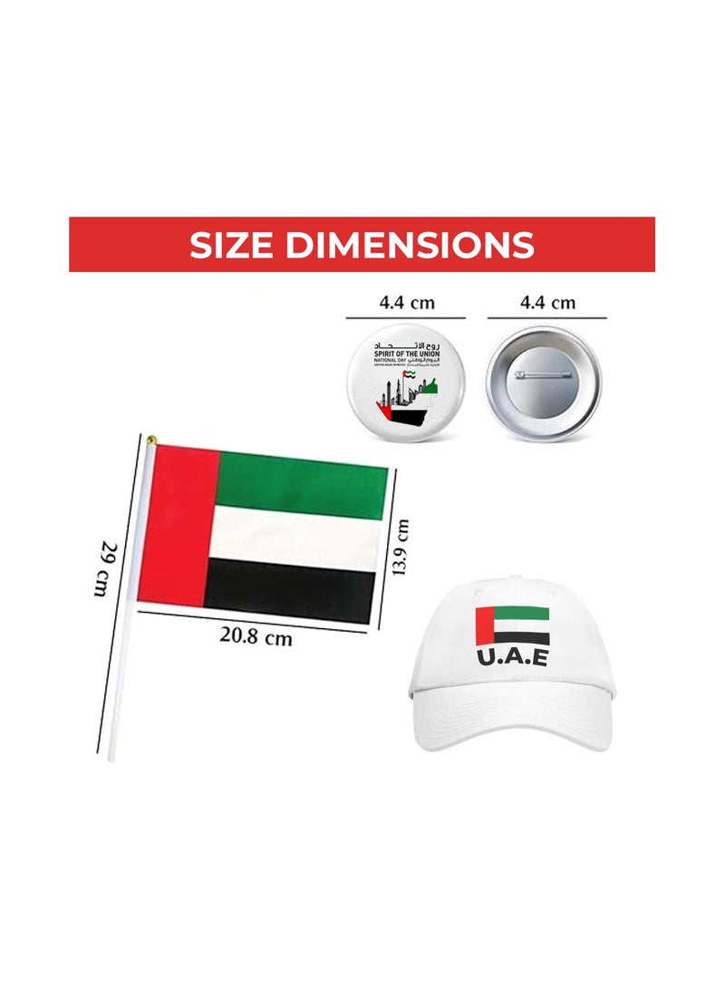 Generic UAE National Day Pack of 3 Kids Combo Pack – Includes UAE Flag Cap, Handheld Flag, and UAE Button Badge – Perfect for National Day Events, and Celebrations  - Image 2