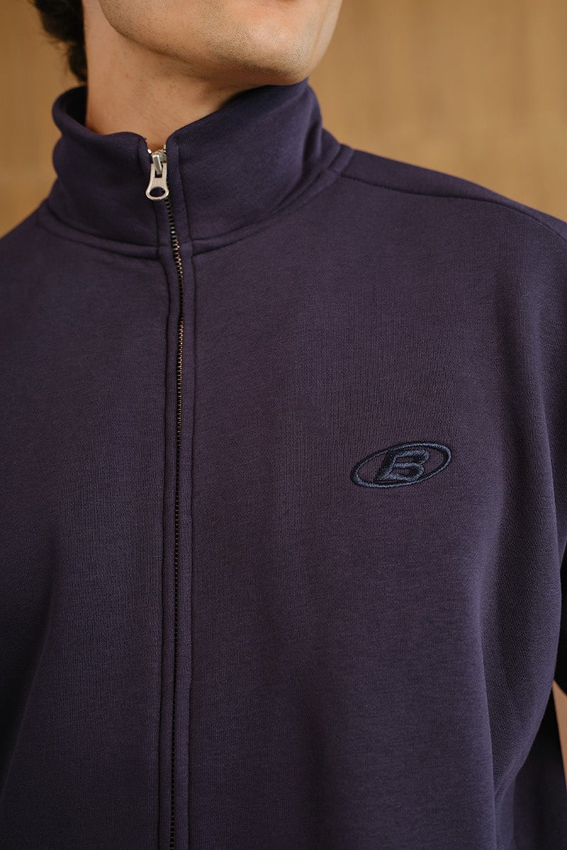 Bonkers Corner جاكيت زيبير ذو ياقة عالية باللون الأزرق للرجال - Image 5