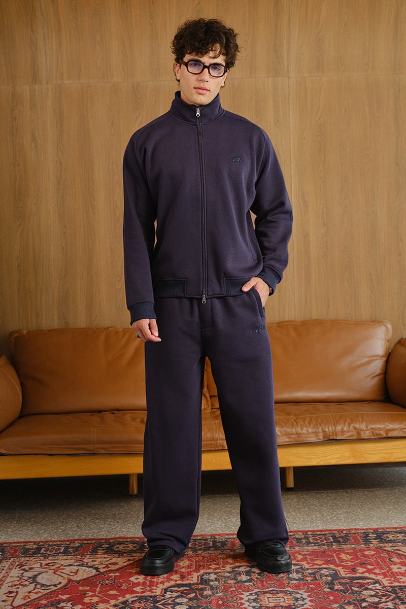 Bonkers Corner جاكيت زيبير ذو ياقة عالية باللون الأزرق للرجال - Image 3