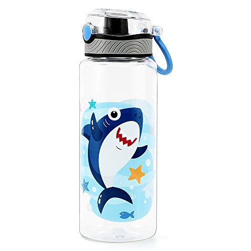 Home Tune 23oz Kids Water Bottle for School Boys, BPA FREE Tritan, Leak Proof Flip Top Lid, Easy Clean, Carry Handle - Shark - Image 1