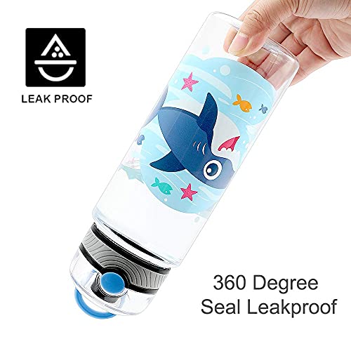 Home Tune 23oz Kids Water Bottle for School Boys, BPA FREE Tritan, Leak Proof Flip Top Lid, Easy Clean, Carry Handle - Shark - Image 5