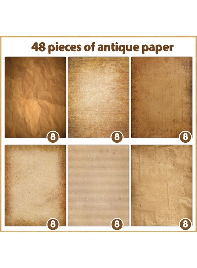 Quantum 48 PCS Scrapbook Paper, Vintage Parchment Printer Paper Set, Stationery Vintage Letter Writting Paper for Craft - Image 3