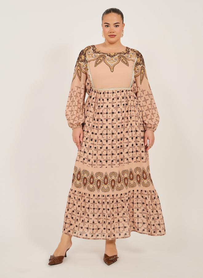Styli Printed Empire Waist Dress - Image 1