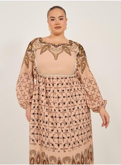 Styli Print Long Sleeves A-Line Maxi Dress  - Image 4