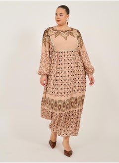 Styli Print Long Sleeves A-Line Maxi Dress  - Image 2