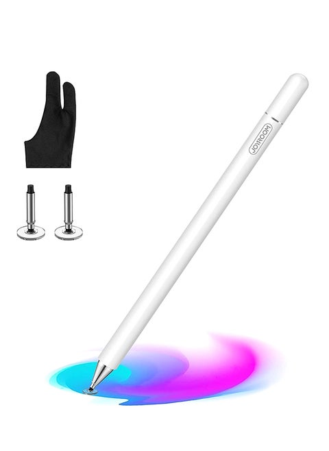 iPad Pencil with Palm Rejection Glove, Capacitive Stylus Pen for Kid Student DrawingWriting, Universal for iPad Pro/iPad 8th/7th/6th, Generation/Mini/Air/iPhone/Android/Samsung/Surface White