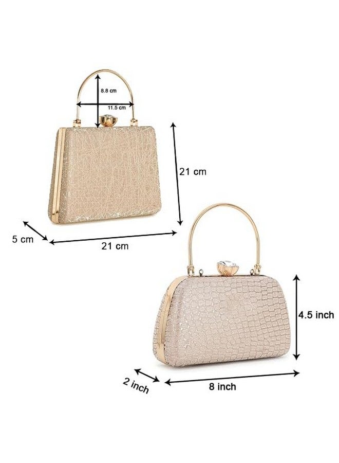 Zaib Bridal Clutch bag for Women - Elegant Evening Purse, Wedding Accessories, Satin Shoulder Bag for Brides, Bridesmaid (Golden - 50&57 No) - Image 2