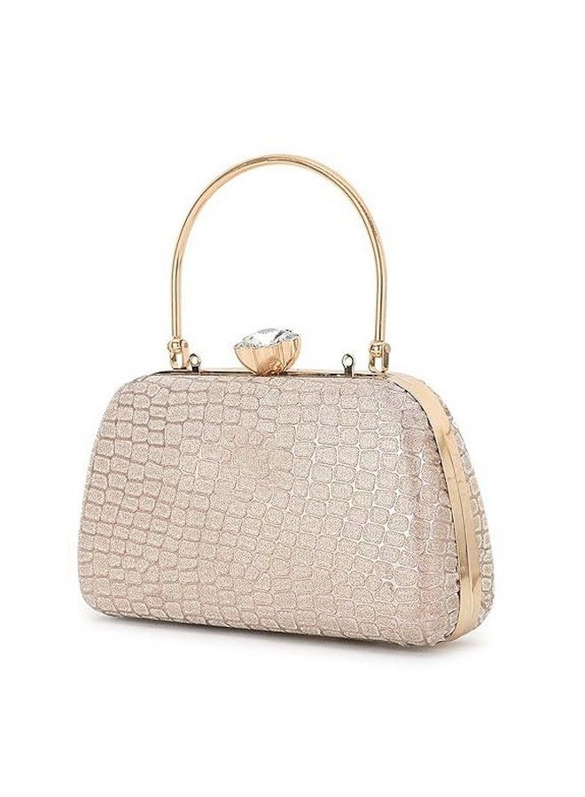 Zaib Bridal Clutch bag for Women - Elegant Evening Purse, Wedding Accessories, Satin Shoulder Bag for Brides, Bridesmaid (Golden - 50&57 No) - Image 5