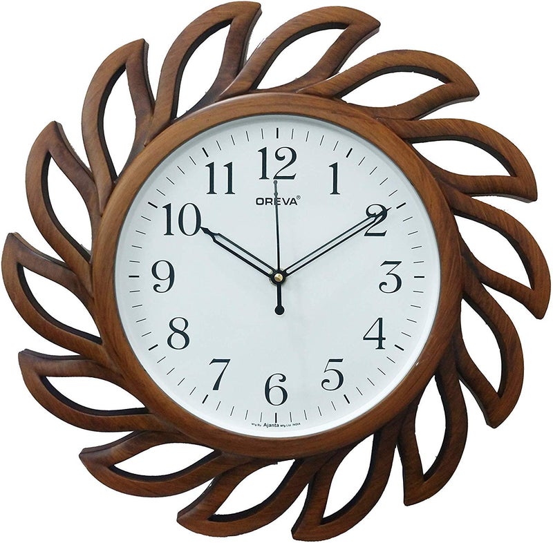 Oreva Plastic Wooden Look Designer Abstract Silent Wall Clock (35.8 x 35.8 x 4 cm, Wood) - Image 5