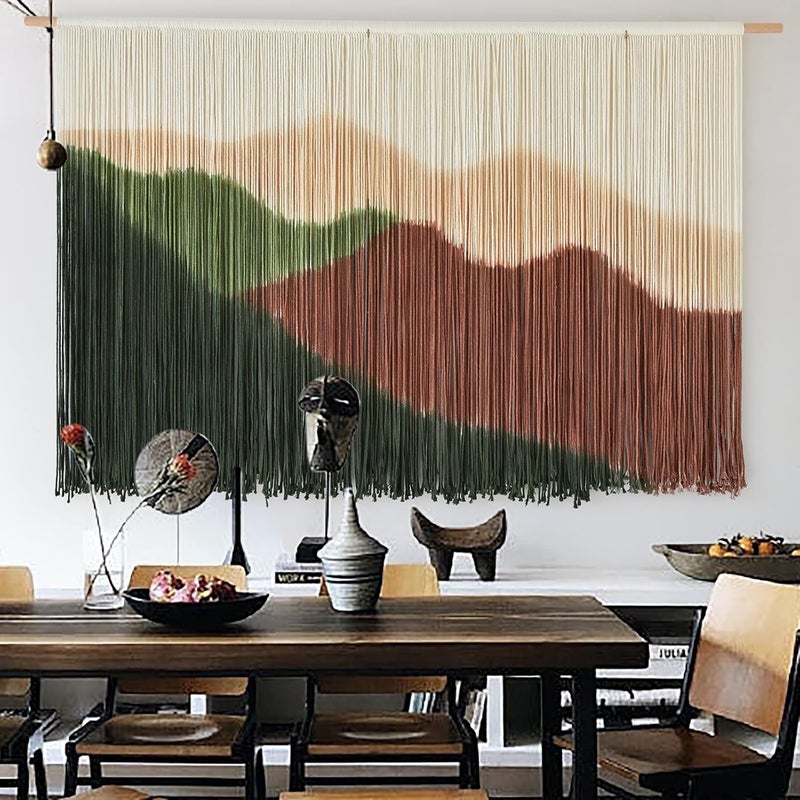 IOWER Macrame Wall Hanging Large Boho Tapestry Mountain Landscape Wall Art Handmade Rope Wall Decor for Living Room Bedroom Apartment Dorm57 W x 35" L - Image 1