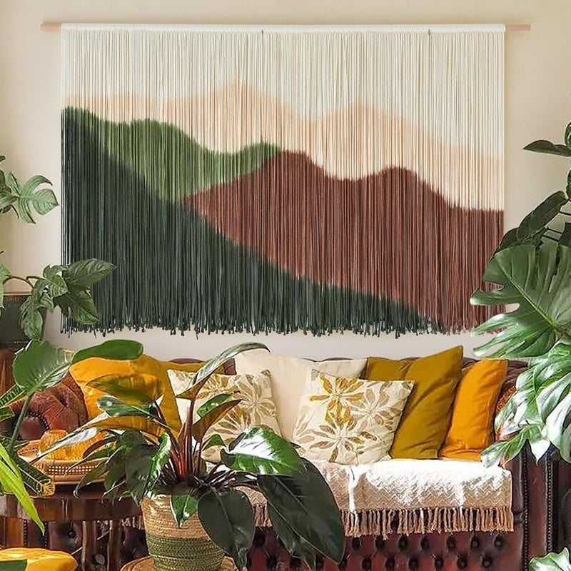 IOWER Macrame Wall Hanging Large Boho Tapestry Mountain Landscape Wall Art Handmade Rope Wall Decor for Living Room Bedroom Apartment Dorm57 W x 35" L - Image 3