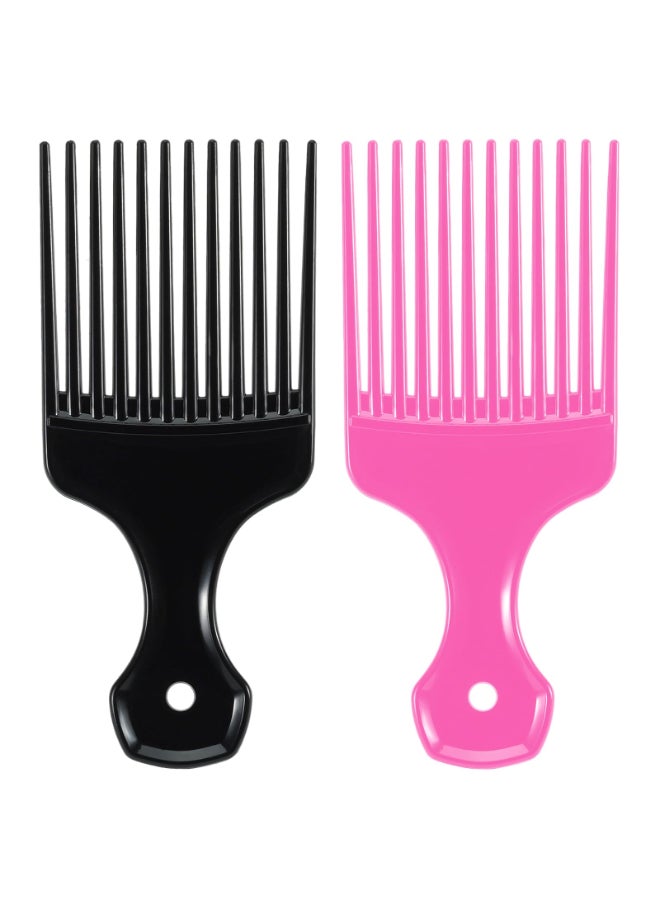 SIMPOR 2 Pcs Hair Pick Comb Wide Tooth Lift for Hair Styling Detangling Plastic Afro Pick for Women Men Fist Picks for Curly and Afro Hair - Image 2