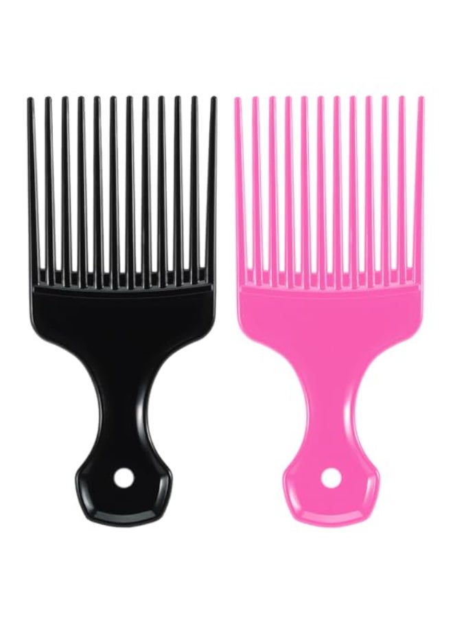 SIMPOR 2 Pcs Hair Pick Comb Wide Tooth Lift for Hair Styling Detangling Plastic Afro Pick for Women Men Fist Picks for Curly and Afro Hair - Image 1