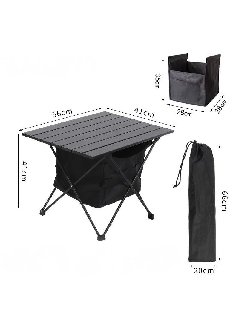 XiuWoo Folding Camping Table,Ultralight Camp Portable Table with Roll up Aluminum Alloy Table Top and Storage Bag,Quick Installation Outdoor Folding Table for Travel Hiking Picnic, Black  - Image 2