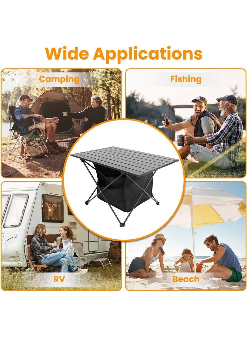 XiuWoo Folding Camping Table,Ultralight Camp Portable Table with Roll up Aluminum Alloy Table Top and Storage Bag,Quick Installation Outdoor Folding Table for Travel Hiking Picnic, Black - Image 5