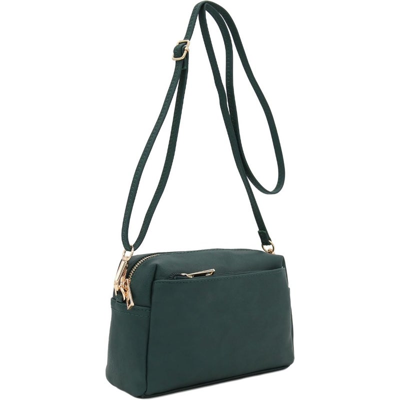 FashionPuzzle Triple Zip Small Crossbody Bag - Image 3