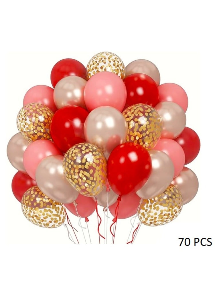 Boxwoods Red Pink And Golden Metallic Chrome And Confetti Balloons For Birthday Anniversary And Bridal Shower Party  - Image 1