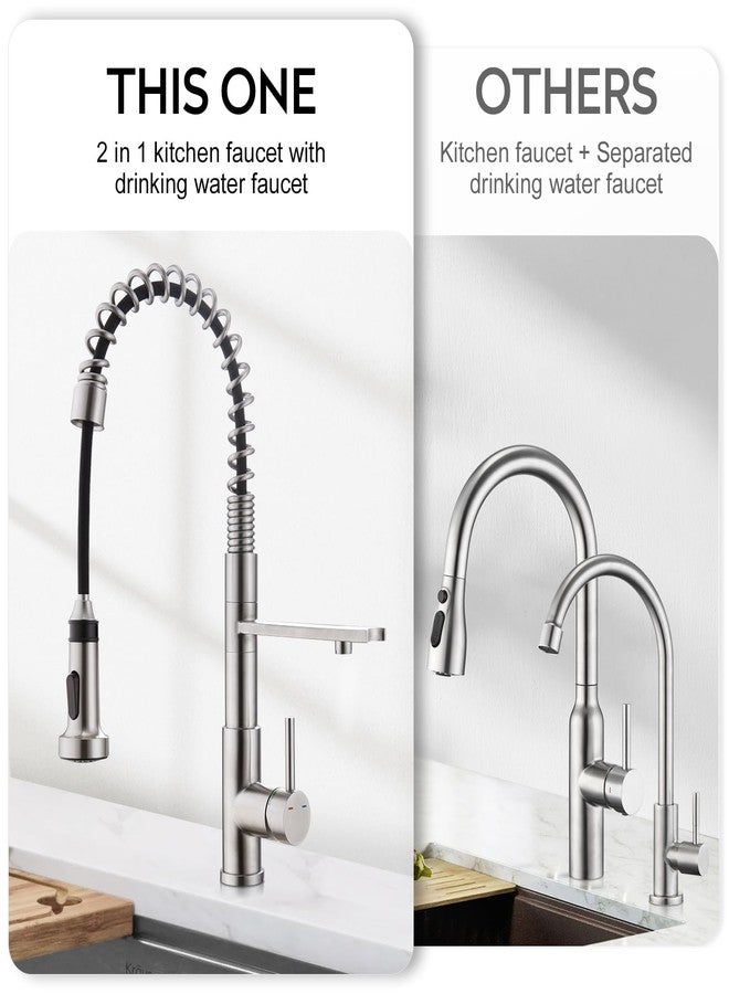 CREA 3-Way Kitchen Faucet, Brushed Chrome, Pull-Out, 20-Inch Flexible Hose, Single Lever Control, 5-Layer Stainless Steel Body, Advanced Ceramic Valve Core, 3/4-Inch Spout - Image 2