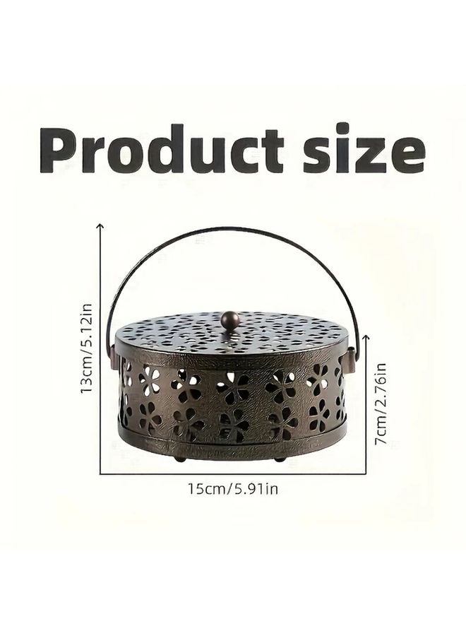 Bronze Vintage Metal Mosquito Coil Holder Portable Iron Incense Burner For Home Outdoor - Image 4