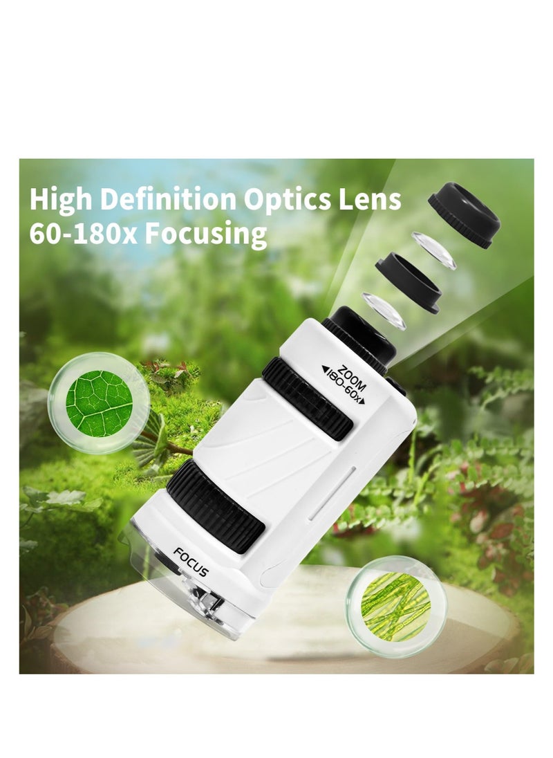 Generic Pocket Microscope for Kids, 60X-180X Kids Microscope, Mini Handheld Microscope, STEM Kit with Microscope, Built-in LED Light, with 12 Microscope Slides, Science Microscope Kit for Kids 5-12  - Image 3