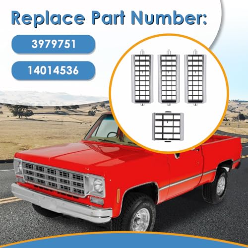 KITONLA A/C Dash Vents SET, 4 PCS, Fit for Chevy Gmc TRUCK 1973 1974 1975 1976 1977 1978 1979 1980, Replace OE# 3979751 & 14014536 - Image 3