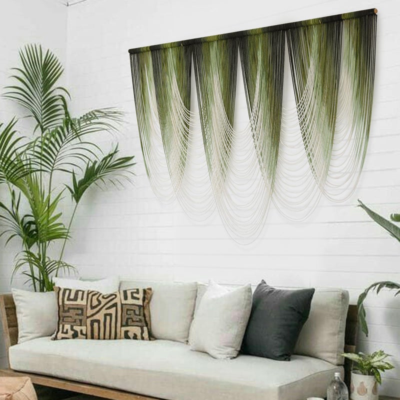 IOWER Macrame Wall Hanging Dip-Dyed Large Macrame Wall Decor Yarn Tapestry 57" W x 41" L For Headboard Bedroom Living Room Boho Fiber Home Art - Image 2