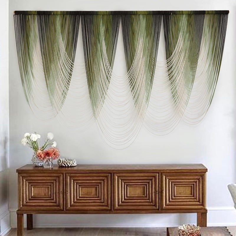 IOWER Macrame Wall Hanging Dip-Dyed Large Macrame Wall Decor Yarn Tapestry 57" W x 41" L For Headboard Bedroom Living Room Boho Fiber Home Art - Image 1