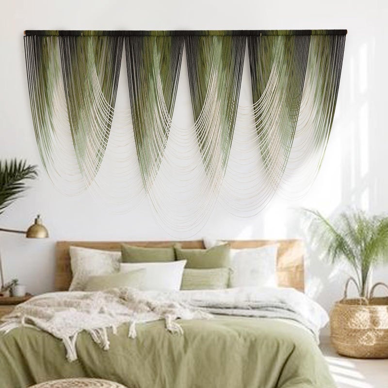 IOWER Macrame Wall Hanging Dip-Dyed Large Macrame Wall Decor Yarn Tapestry 57" W x 41" L For Headboard Bedroom Living Room Boho Fiber Home Art - Image 3