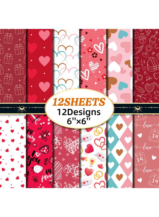 الأزرق جي دبليو 12 ورقة مواد زخرفية عيد الحب الوردي - Image 2