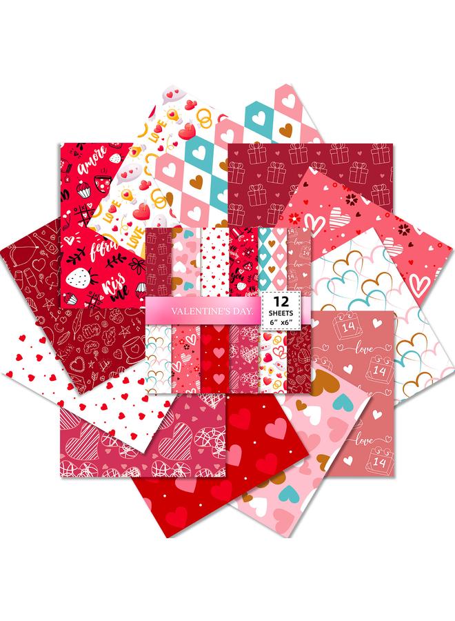 الأزرق جي دبليو 12 ورقة مواد زخرفية عيد الحب الوردي - Image 1