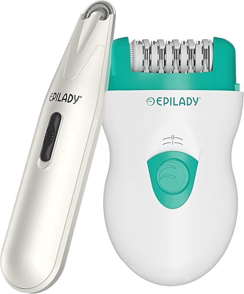 Epilady Face & Body Hair Removal Device Bundle | Speed Corded Epilator + Esthetic Facial Hair Removal for Women | Epilator for Women Legs, Arms, Underarms, Face, Bikini (Green)