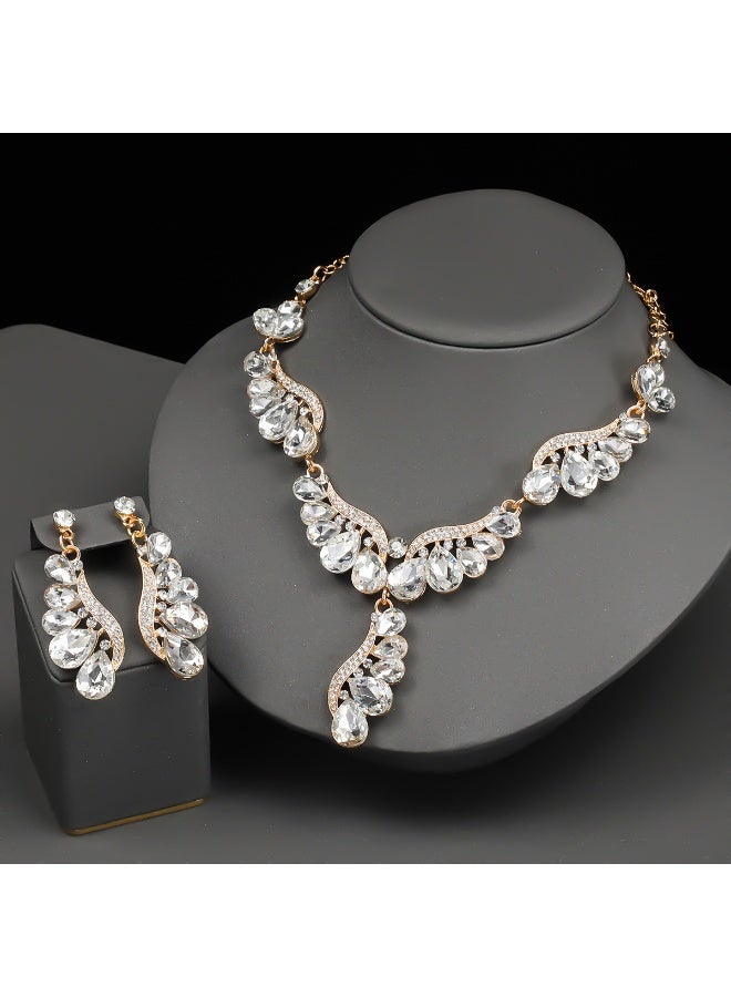 NIBEMINENT Luxury Teardrop Shaped Gemstone Jewelry Set