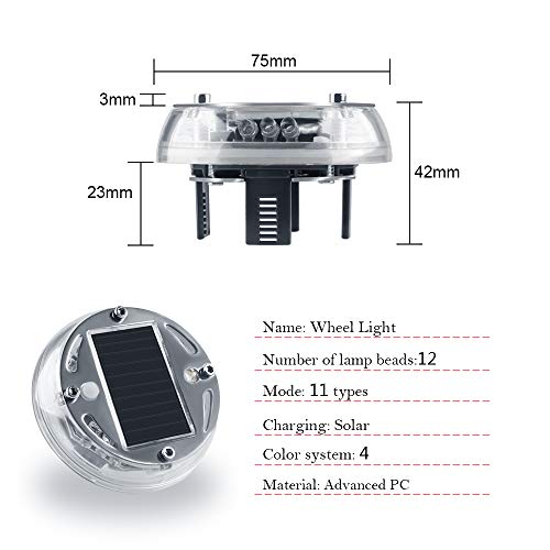 Sidaqi Solar Energy Car Wheel Hub Lamp LED Tire Lights with Motion Sensors - 4PCS Colorful Decorative Waterproof LED Wheel Lights for Cars, Motorcycles, Bicycles - Image 2