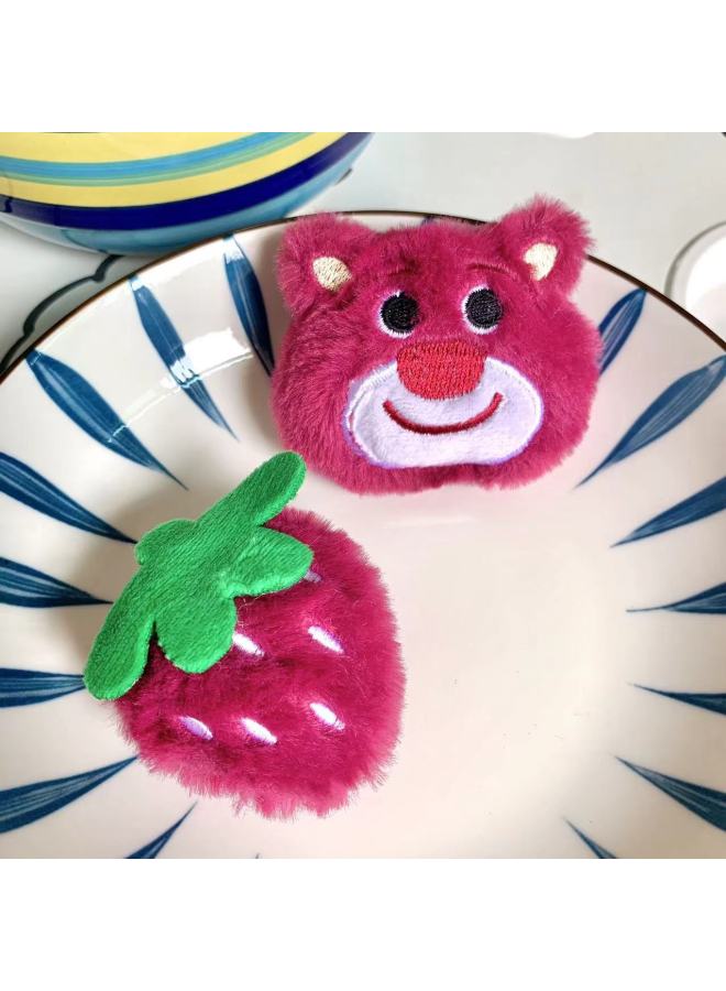 Plush Cartoon Strawberry Bear Brooch Cute Strawberry Hair Accessories Diy Accessories Doll Bag Socks Accessories-Color:rose Red Hairy Strawberry Bear - Image 3