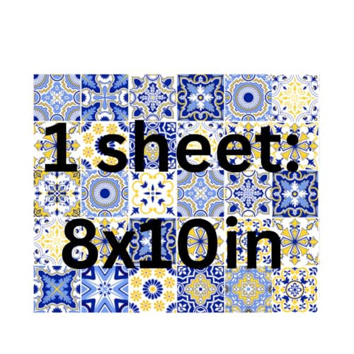 Mediterranean Tile Pattern Cake Topper Edible Icing Sheet Wrap Blue and Yellow Spanish tiles design - Image 5