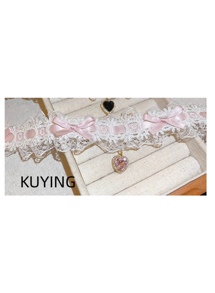 KUYING Sweet And Cute Pure Desire Wind Ribbon Strap Love Bow Necklace - Image 2