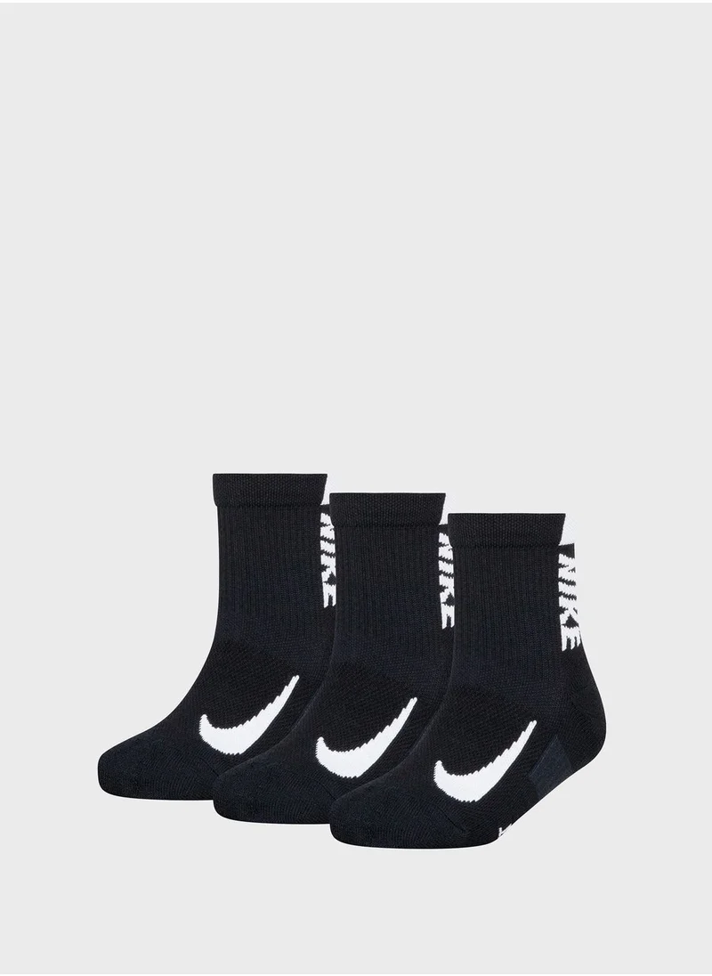 Nike Kids 3 Pack Multiplier Quarte Socks