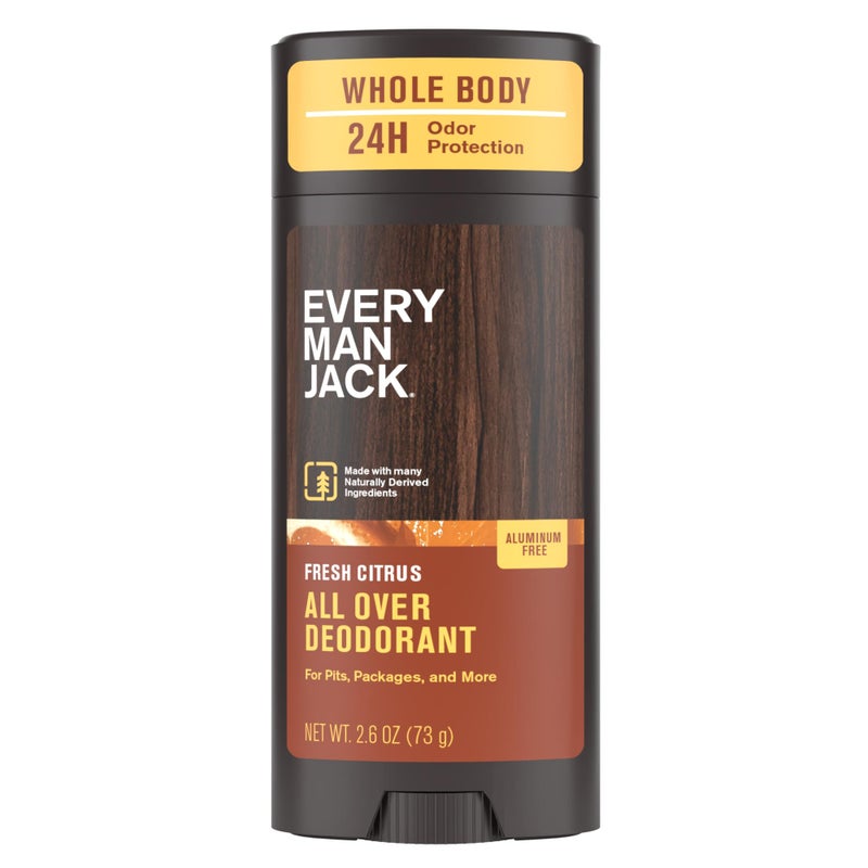 Every Man Jack All Over Deodorant - 24 Hour Whole Body Odor Protection - Aluminum Free - Fresh Citrus Scent 2.6 oz (1 Pack) - Image 1