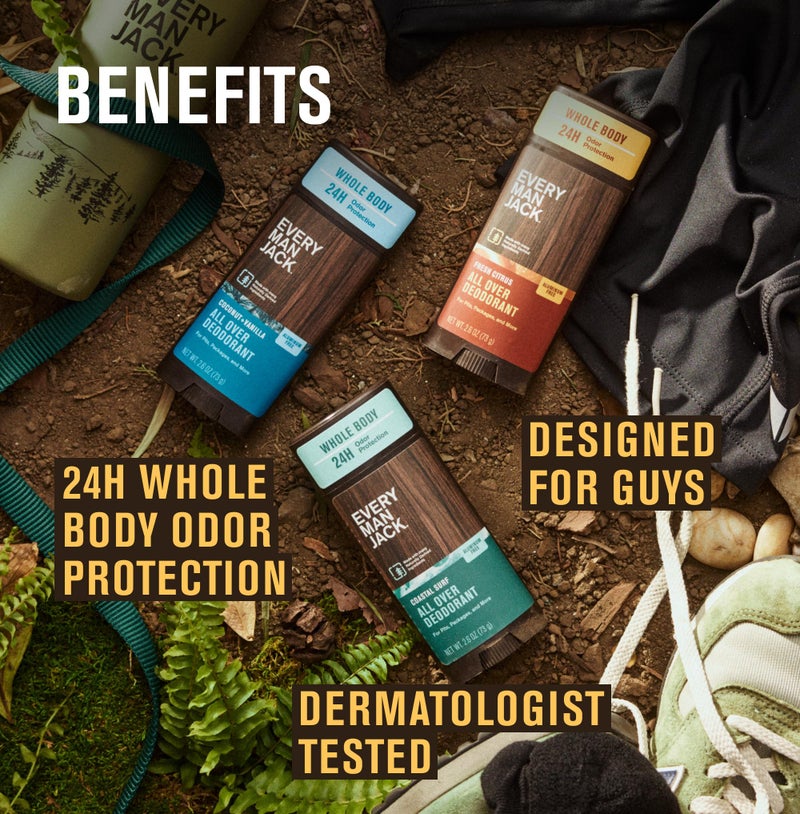 Every Man Jack All Over Deodorant - 24 Hour Whole Body Odor Protection - Aluminum Free - Fresh Citrus Scent 2.6 oz (1 Pack) - Image 4