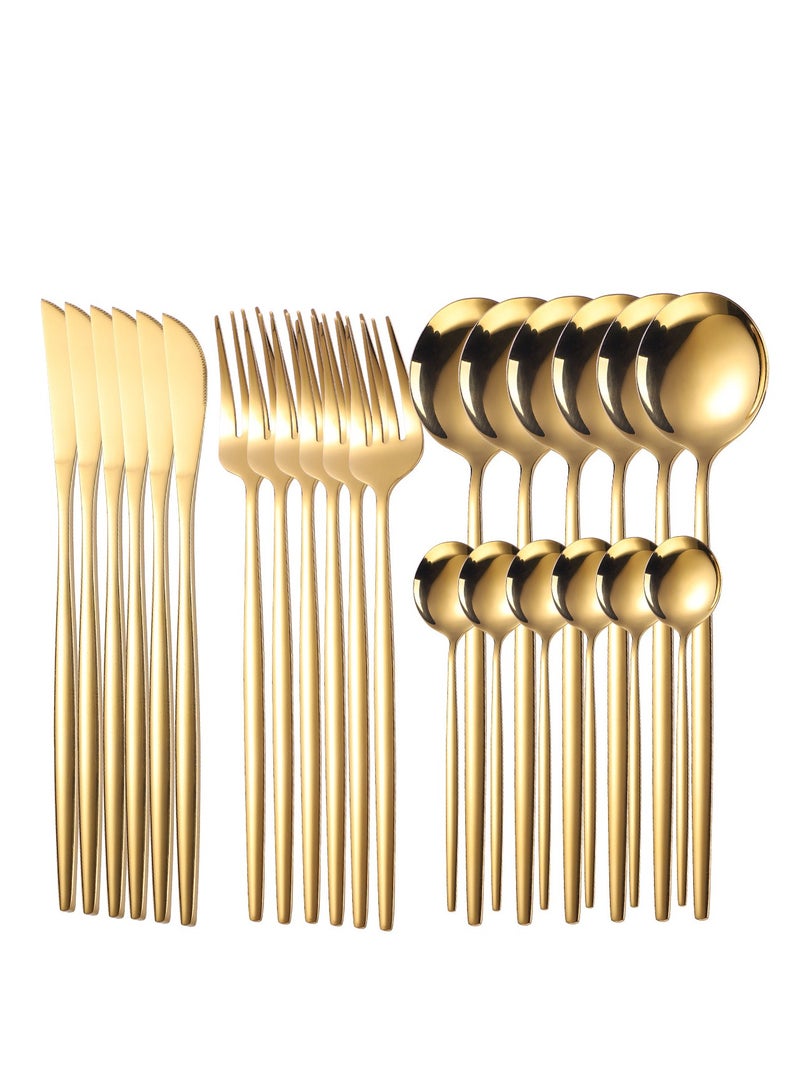 general 24 Piece Matte Finished Flatware Set, Basic 410 Stainless Steel Silverware For Home Kitchen Wedding Party And Restaurant, Set For 6 - Image 1